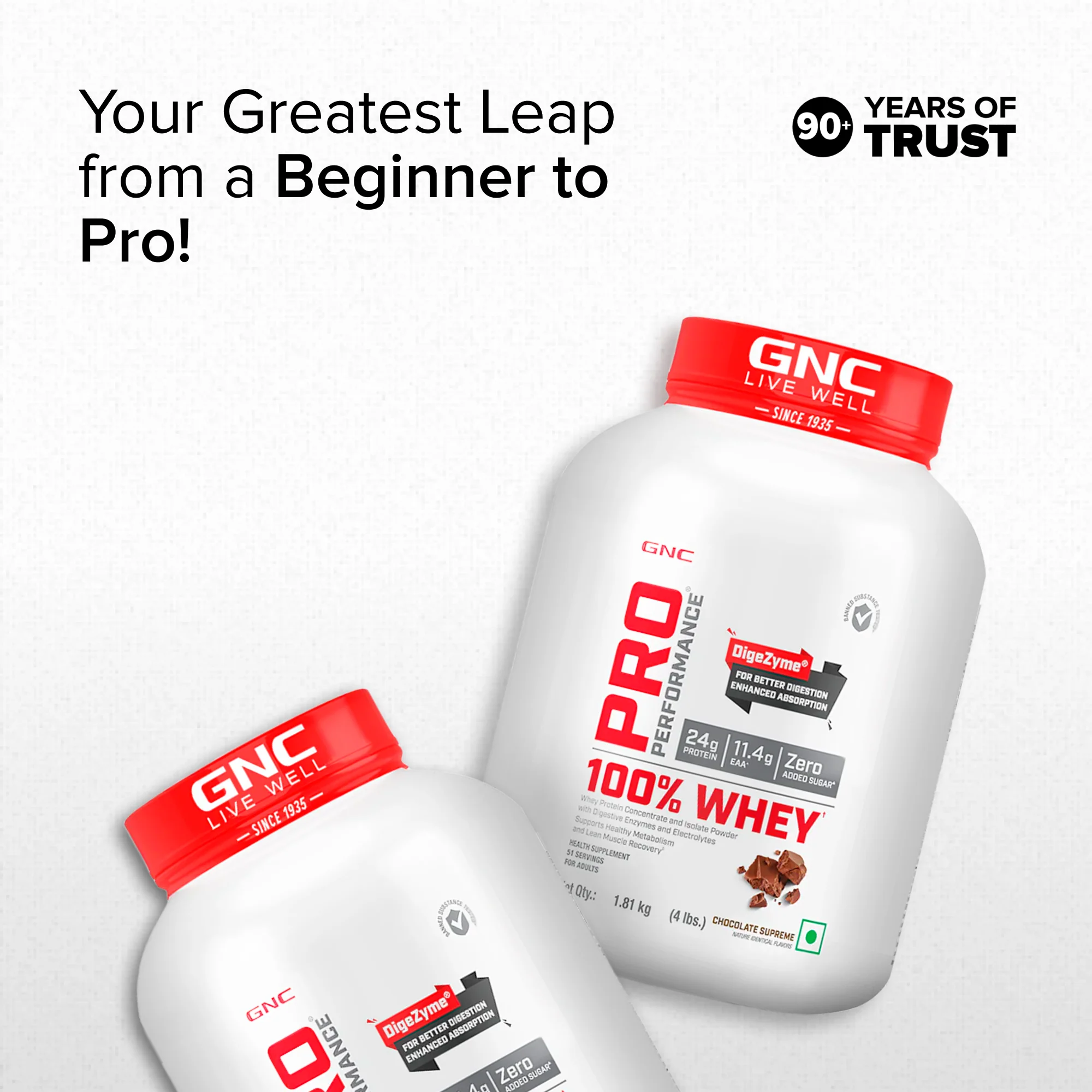 GNC Pro Performance 100% Whey Chocolate Supreme + Creatine Monohydrate Combo - Builds Lean Muscles | Promotes Faster Recovery | Boosts Athletic Performance | Hydrates Muscle Cells | 4lbs / 250gm Combo - Image 4