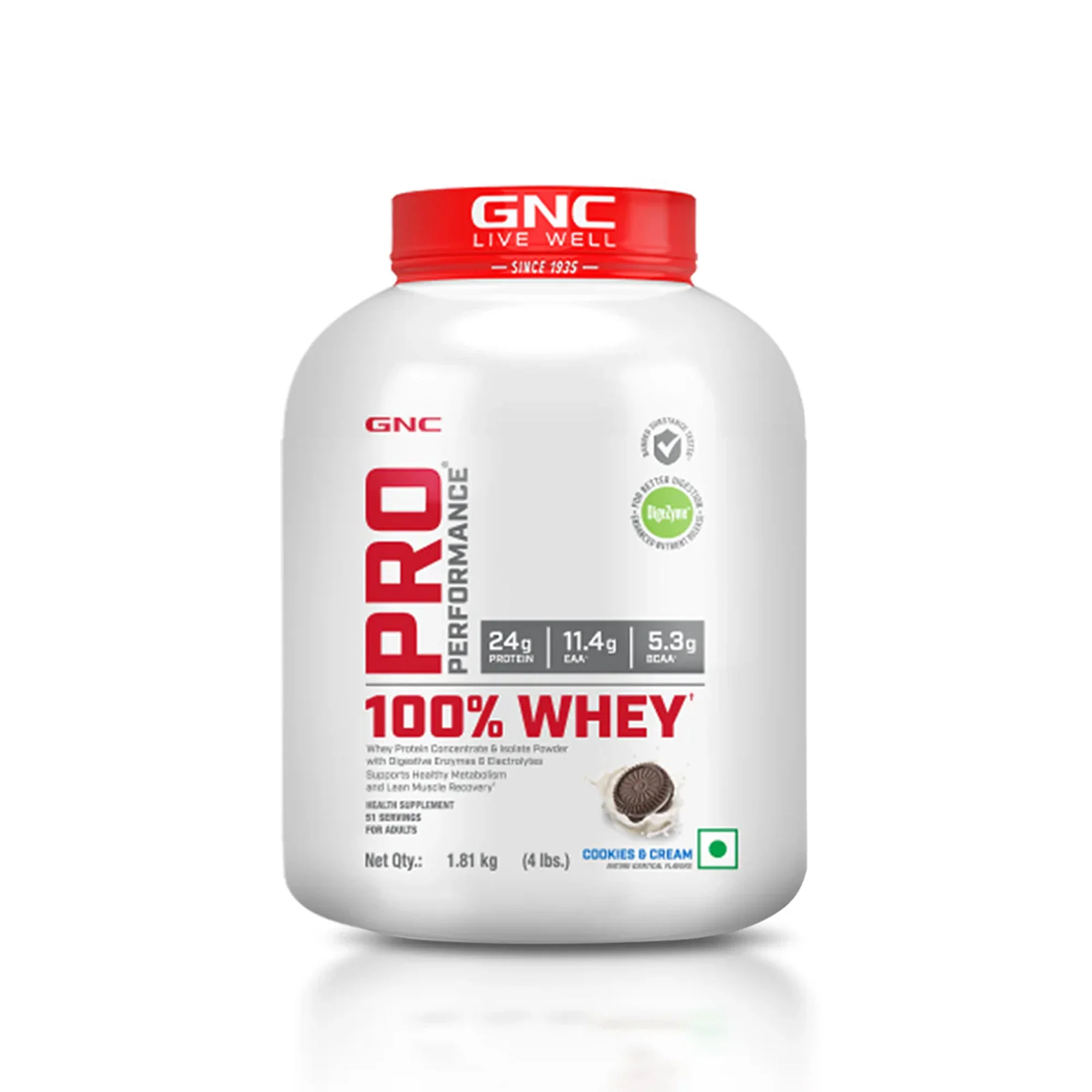 GNC Pro Performance 100% Whey Cookie & Cream + Creatine Monohydrate Combo - Builds Lean Muscles | Promotes Faster Recovery | Boosts Athletic Performance | Hydrates Muscle Cells | 4lbs / 250gm Combo - Image 2