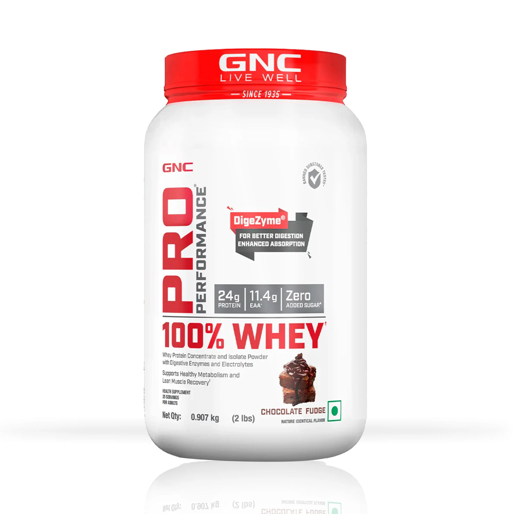 GNC Pro Performance 100% Whey Protein Powder & Steel Shaker (Chocolate Fudge, 2 lbs with Shaker) - Image 2