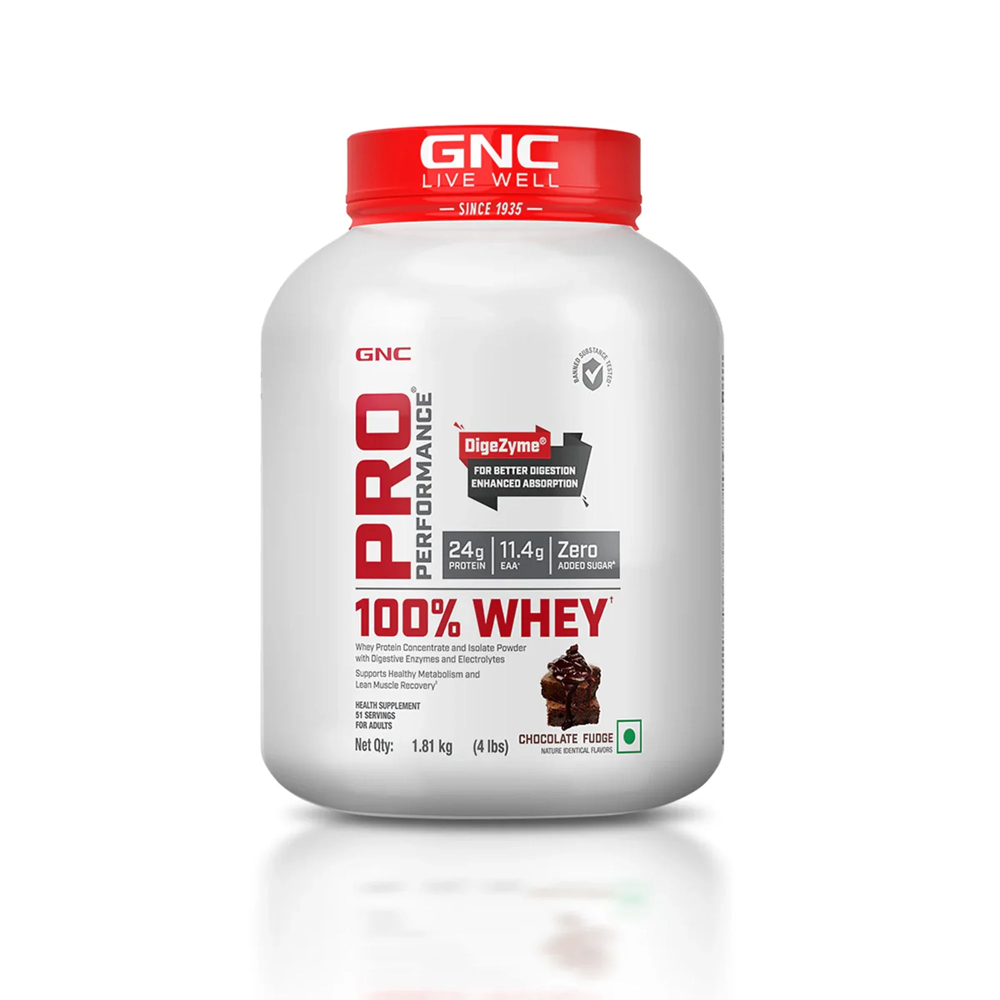 GNC Pro Performance 100% Whey Protein Powder & Steel Shaker (Chocolate Fudge, 4 lbs with Shaker) - Image 2