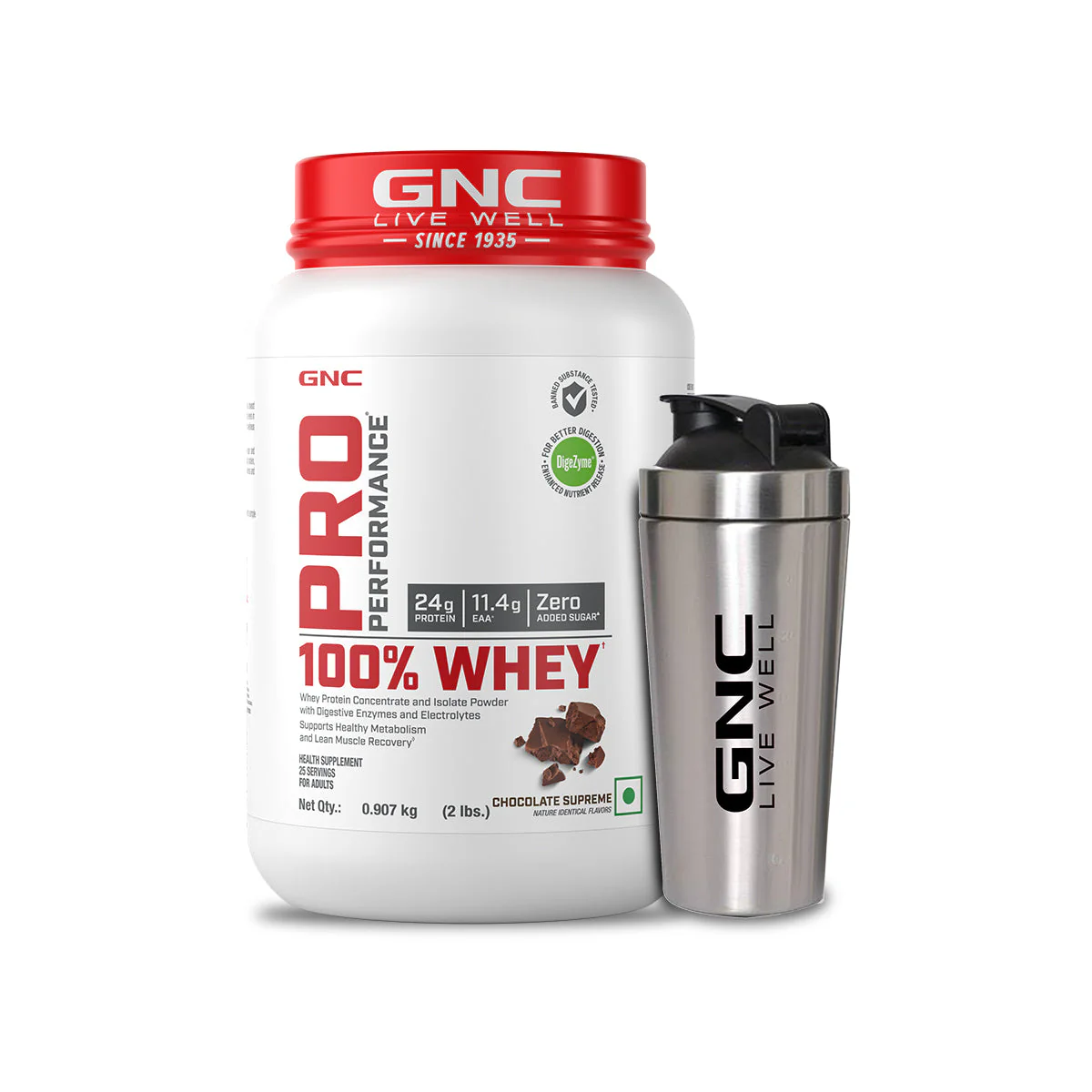 GNC Pro Performance 100% Whey Protein Powder & Steel Shaker (Chocolate Supreme, 2 lbs with Shaker) - Image 13