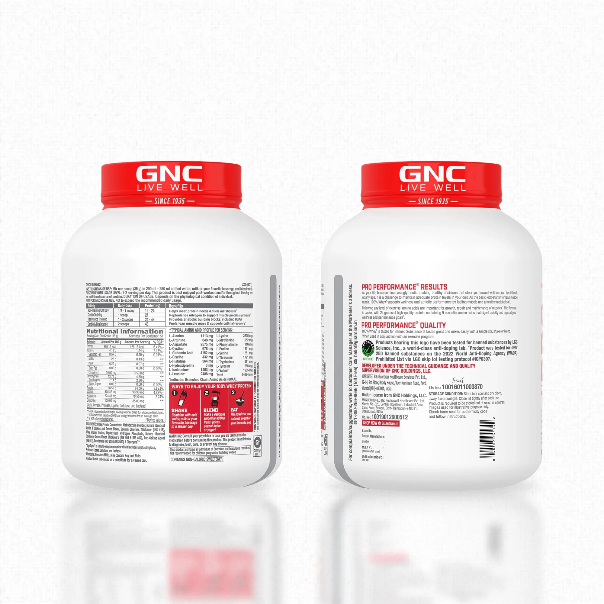 GNC Pro Performance 100% Whey Protein Powder & Steel Shaker (Vanilla Cream, 4 lbs with Shaker) - Image 5