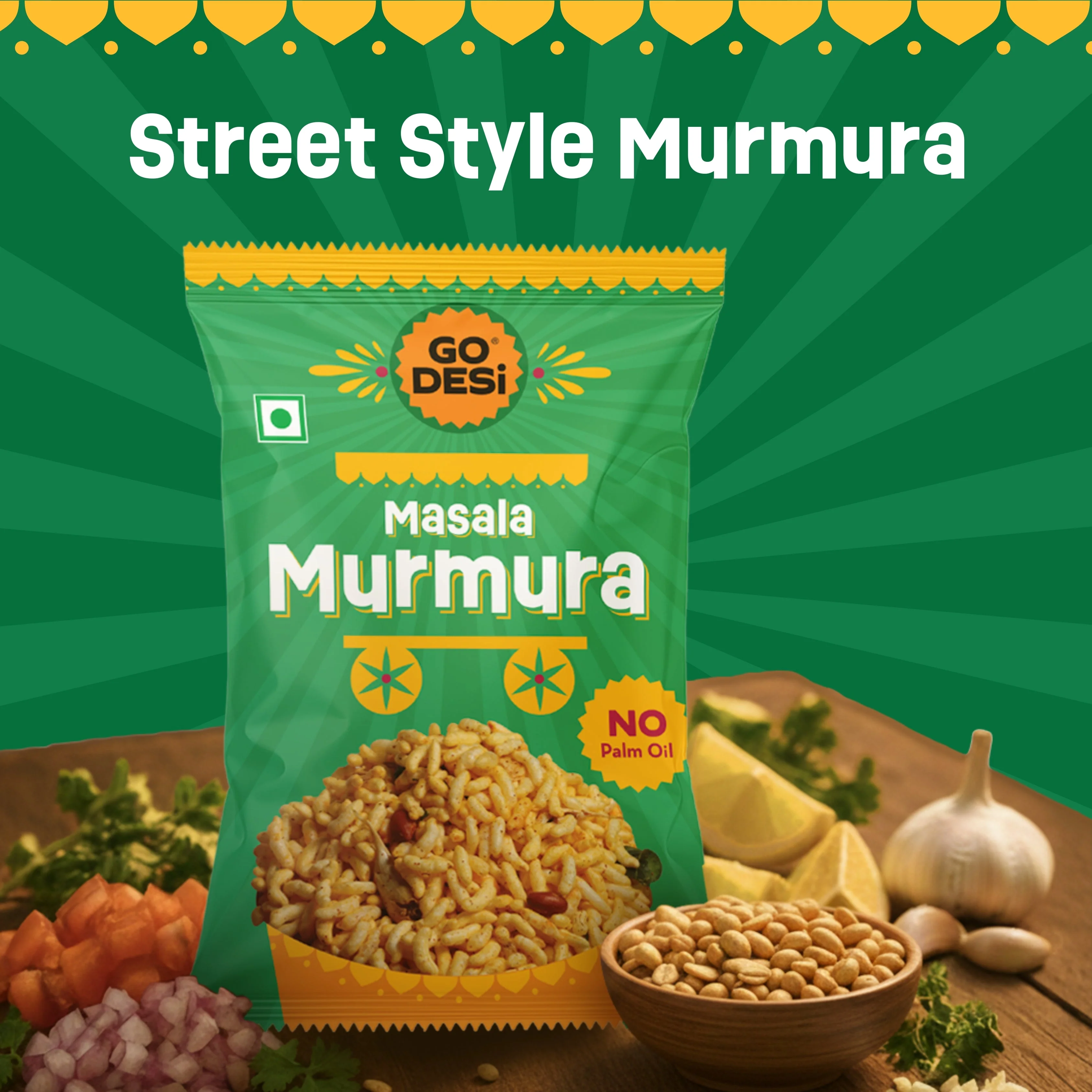 GO DESi - Garlic Masala Murmura | Pack of 3 | No Palm Oil | Indian Snacks | Street Food | 100 gms - Image 11
