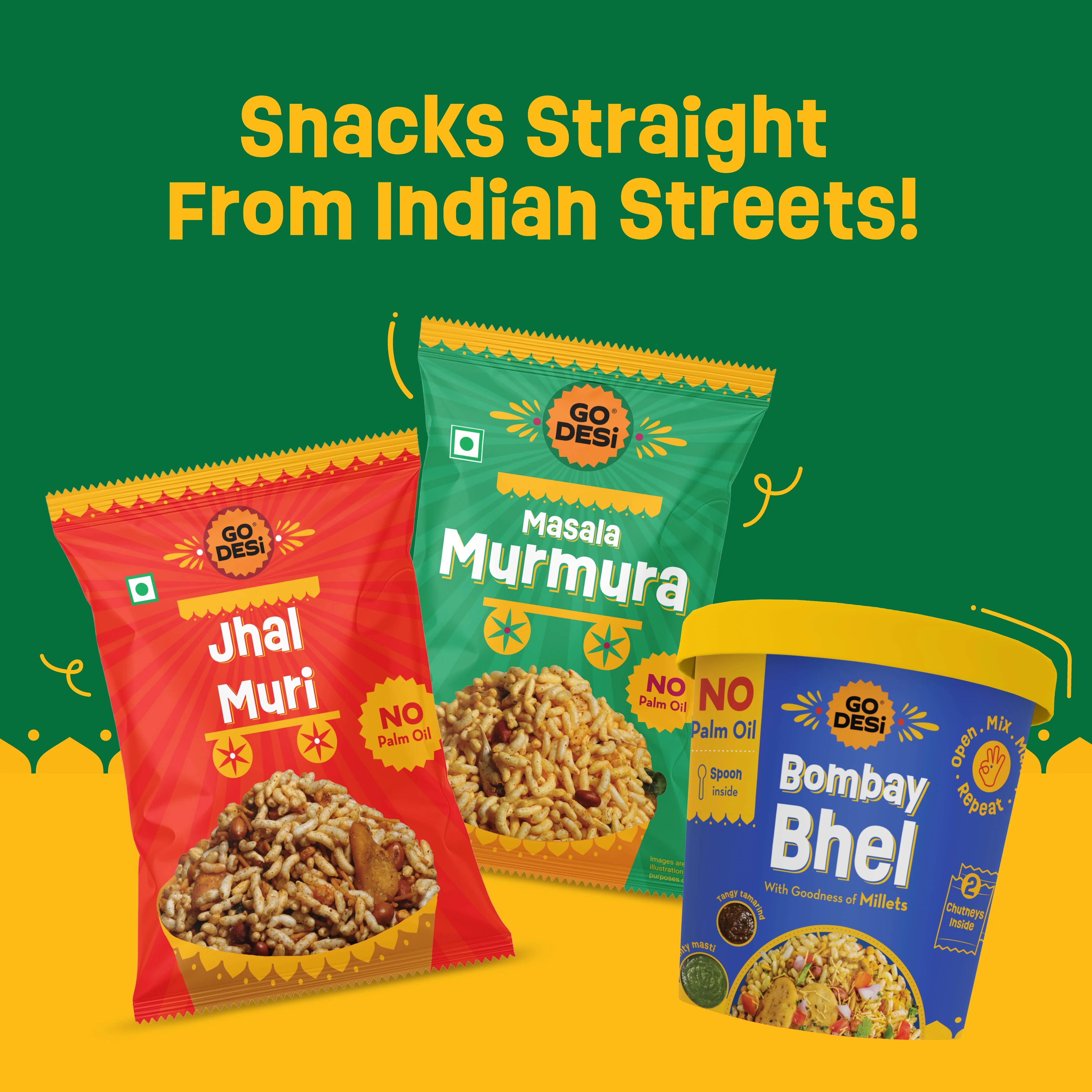GO DESi - Garlic Masala Murmura | Pack of 3 | No Palm Oil | Indian Snacks | Street Food | 100 gms - Image 12