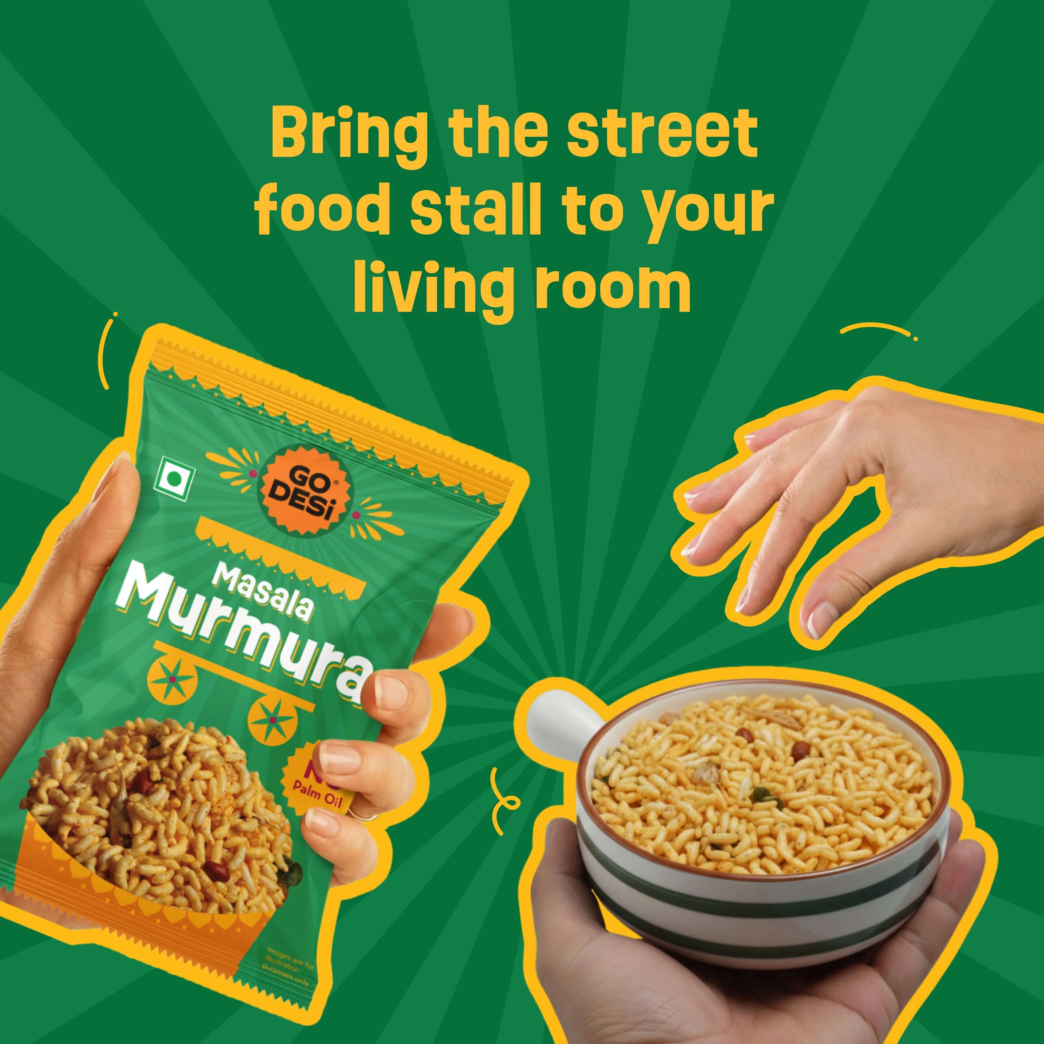 GO DESi - Garlic Masala Murmura | Pack of 3 | No Palm Oil | Indian Snacks | Street Food | 100 gms - Image 8