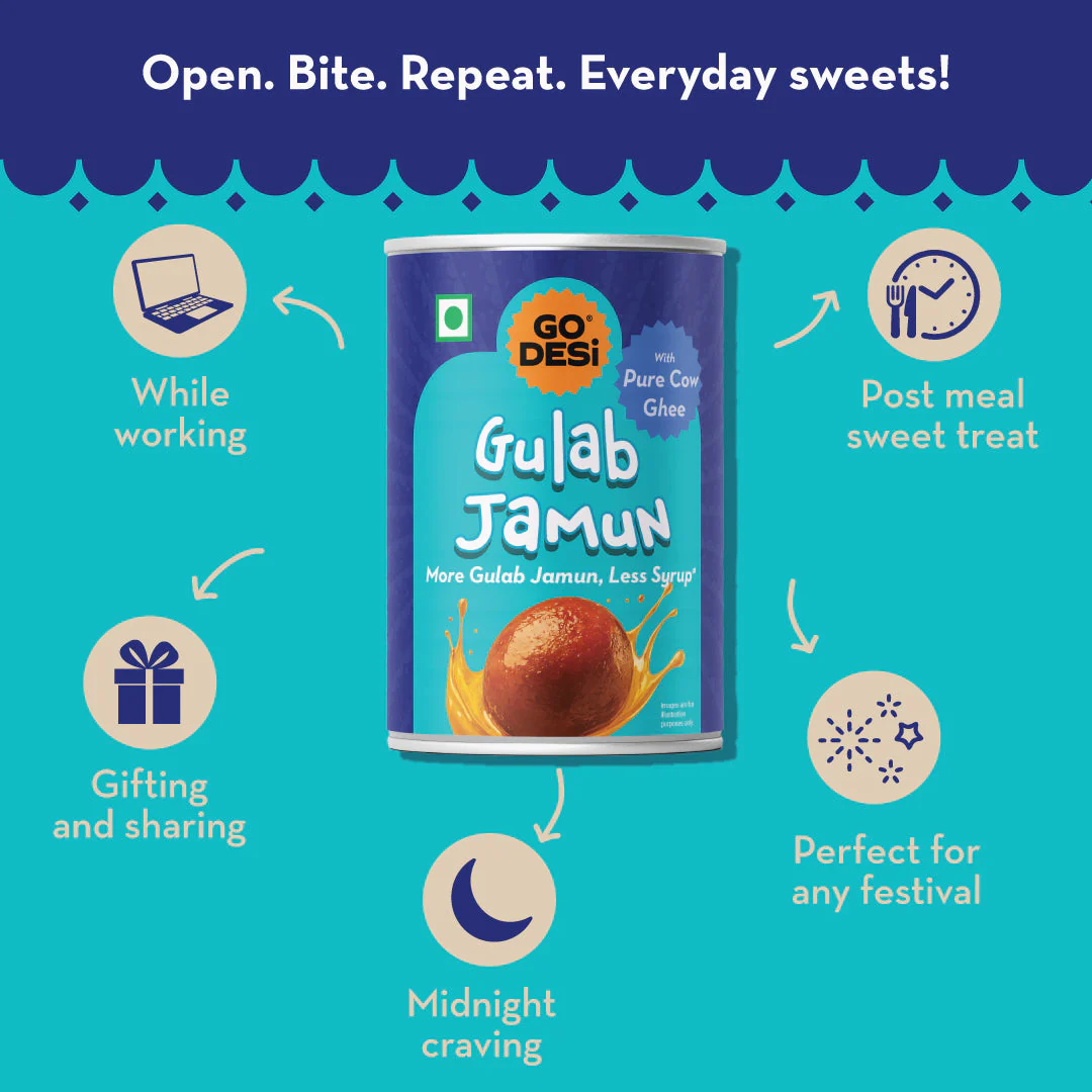 GO DESi - Gulab Jamun | Made with Pure Cow Ghee | Indian Sweets | Classic sweets | Sweets Gift Pack | 500 grams - Image 5
