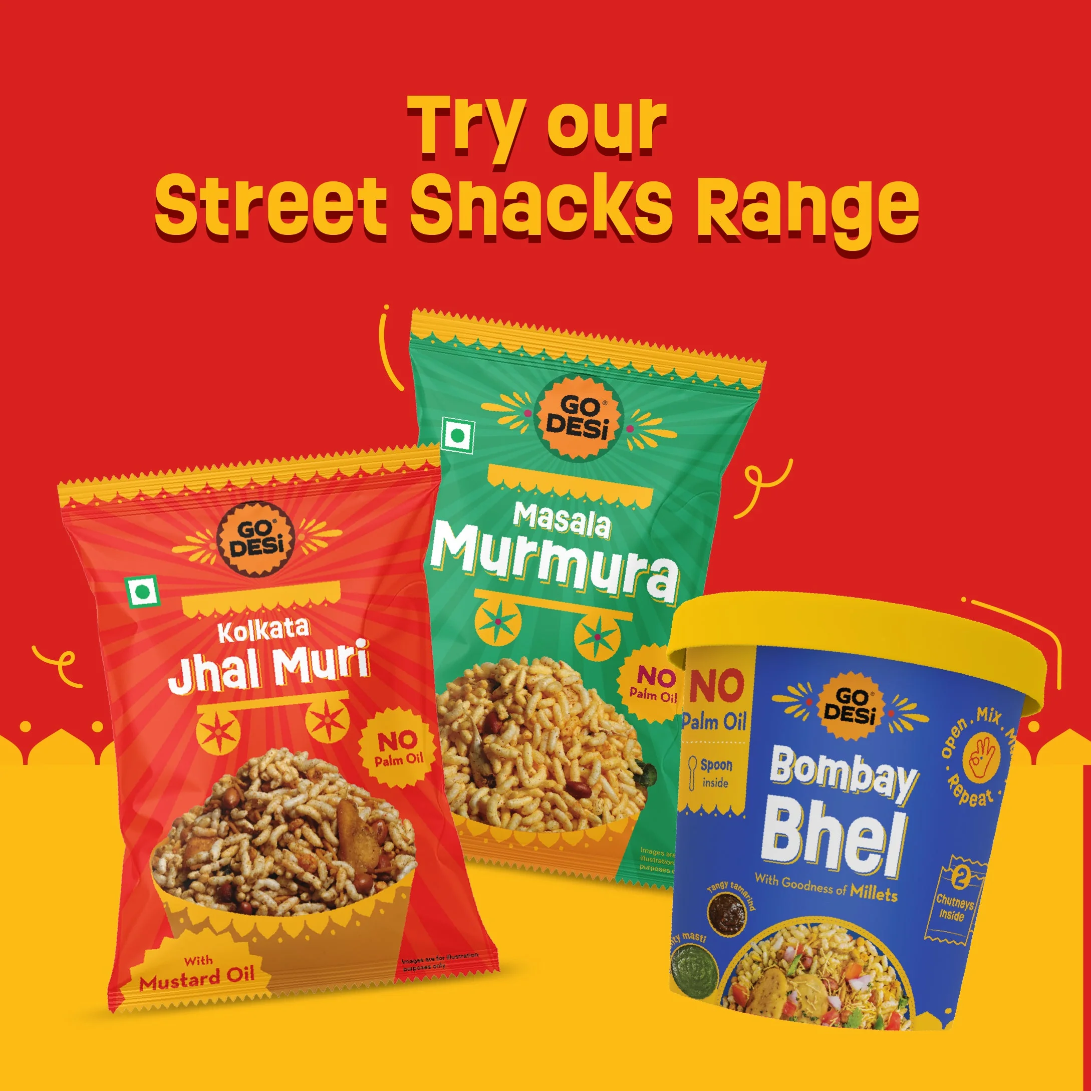 GO DESi - Kolkata Jhal Muri | Pack of 3 | Jhalmuri | No Palm Oil | Indian Snacks | Street Food | 100 gms - Image 17