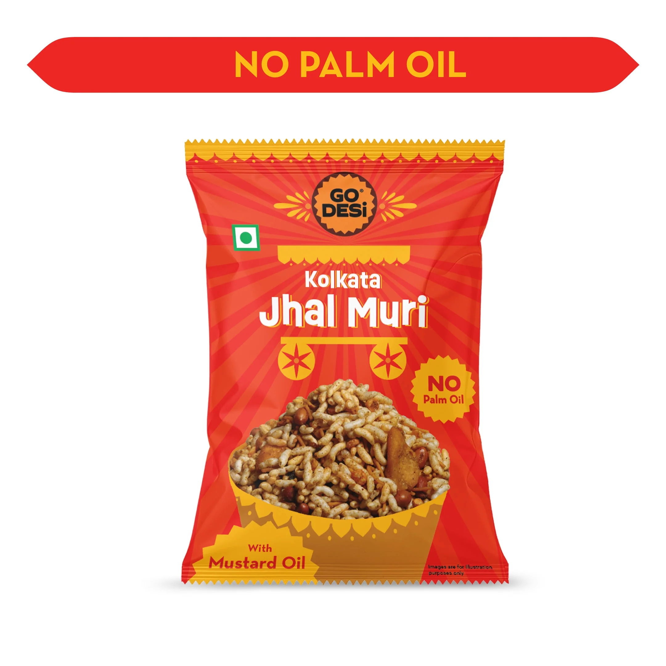 GO DESi - Kolkata Jhal Muri | Pack of 3 | Jhalmuri | No Palm Oil | Indian Snacks | Street Food | 100 gms - Image 3