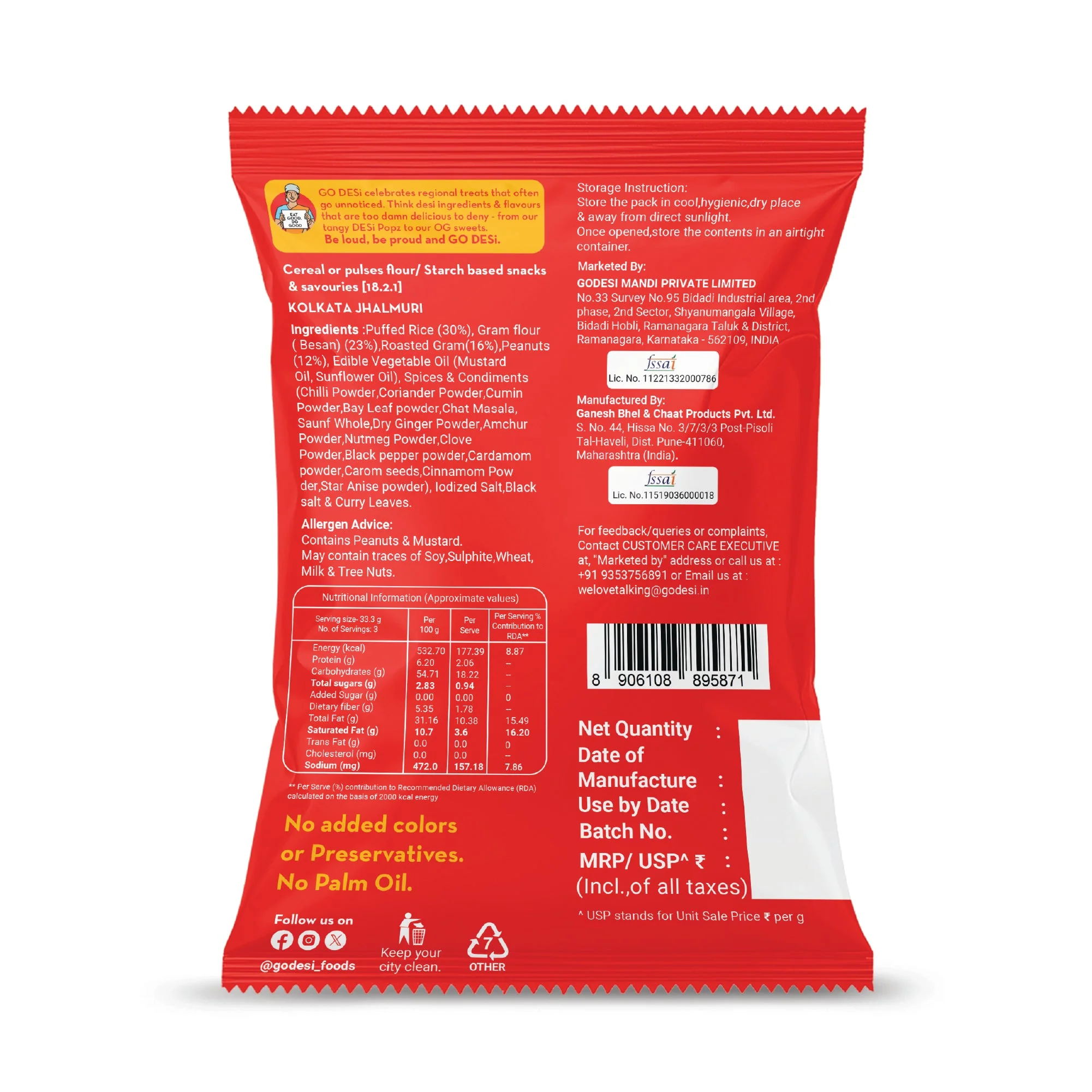 GO DESi - Kolkata Jhal Muri | Pack of 3 | Jhalmuri | No Palm Oil | Indian Snacks | Street Food | 100 gms - Image 4
