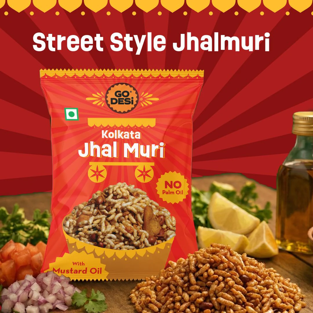 GO DESi - Kolkata Jhal Muri | Pack of 3 | Jhalmuri | No Palm Oil | Indian Snacks | Street Food | 100 gms - Image 9