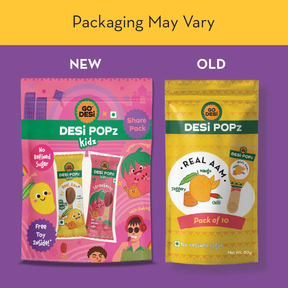 GO DESi Popz - Kids Popz | Strawberry and Real Aam Popz | Strawberry Toffee | Lollipop | Digestive Candy | Indian Snacks | 8 Pieces - Image 10