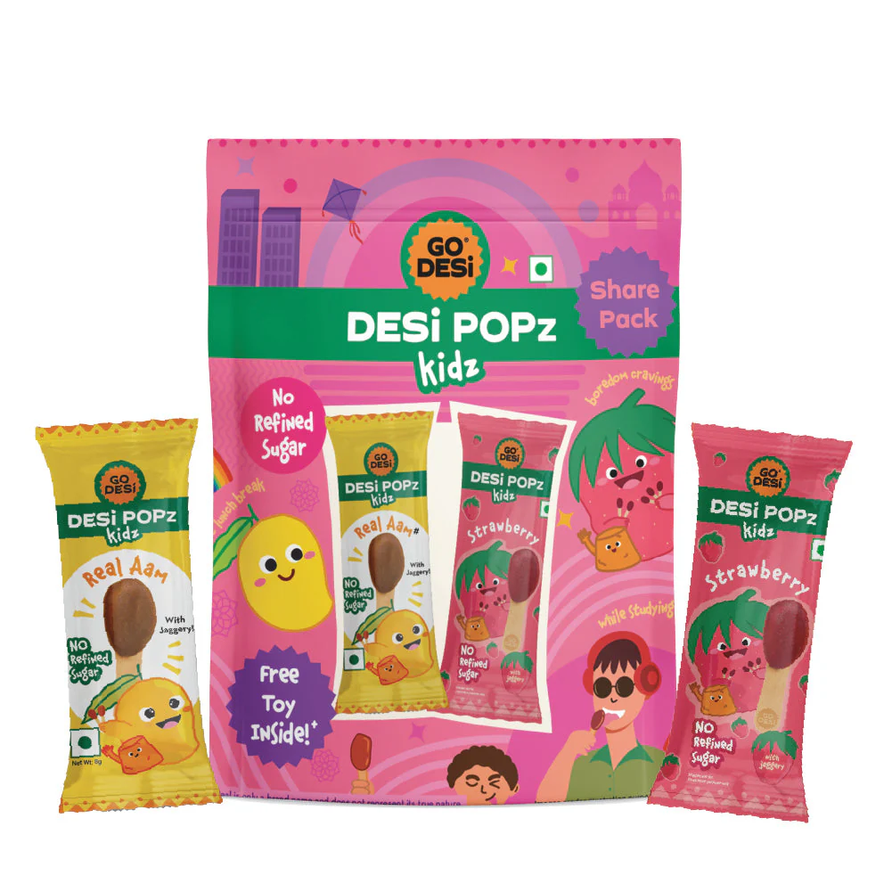 GO DESi Popz - Kids Popz | Strawberry and Real Aam Popz | Strawberry Toffee | Lollipop | Digestive Candy | Indian Snacks | 8 Pieces - Image 24