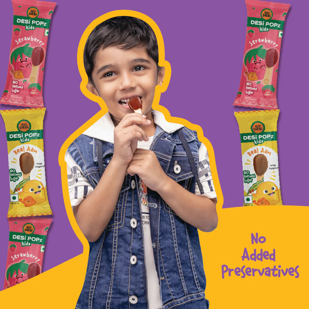 GO DESi Popz - Kids Popz | Strawberry and Real Aam Popz | Strawberry Toffee | Lollipop | Digestive Candy | Indian Snacks | 8 Pieces - Image 8