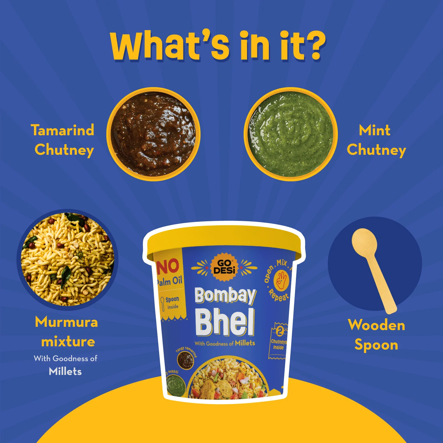GO DESi - Street Snacks Combo | Kolkata Jhalmuri, Bombay Bhel & Garlic Masala Murmura | Pack of 3 | No Palm Oil | Indian Snacks | Street Food - Image 15