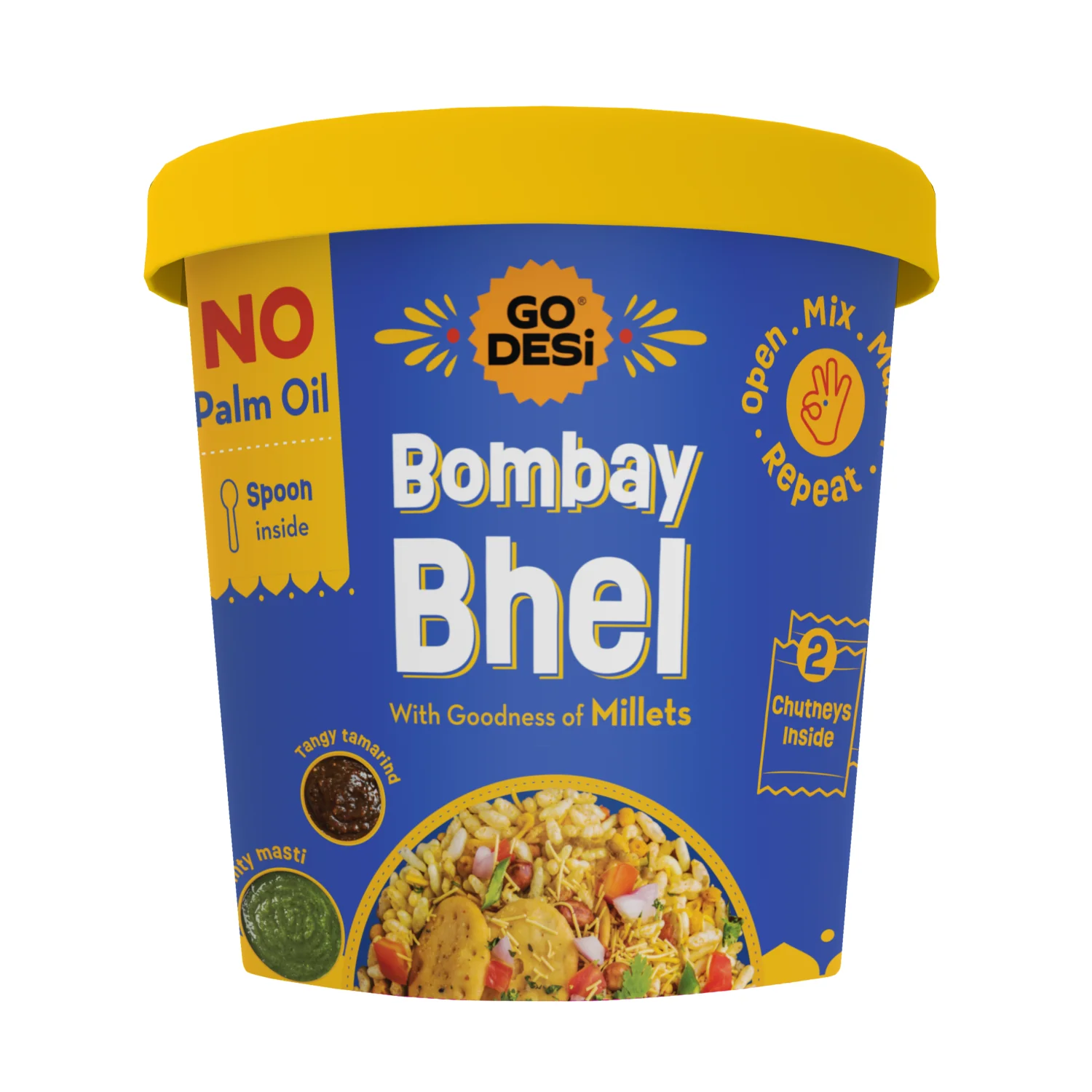 GO DESi - Street Snacks Combo | Kolkata Jhalmuri, Bombay Bhel & Garlic Masala Murmura | Pack of 3 | No Palm Oil | Indian Snacks | Street Food - Image 3