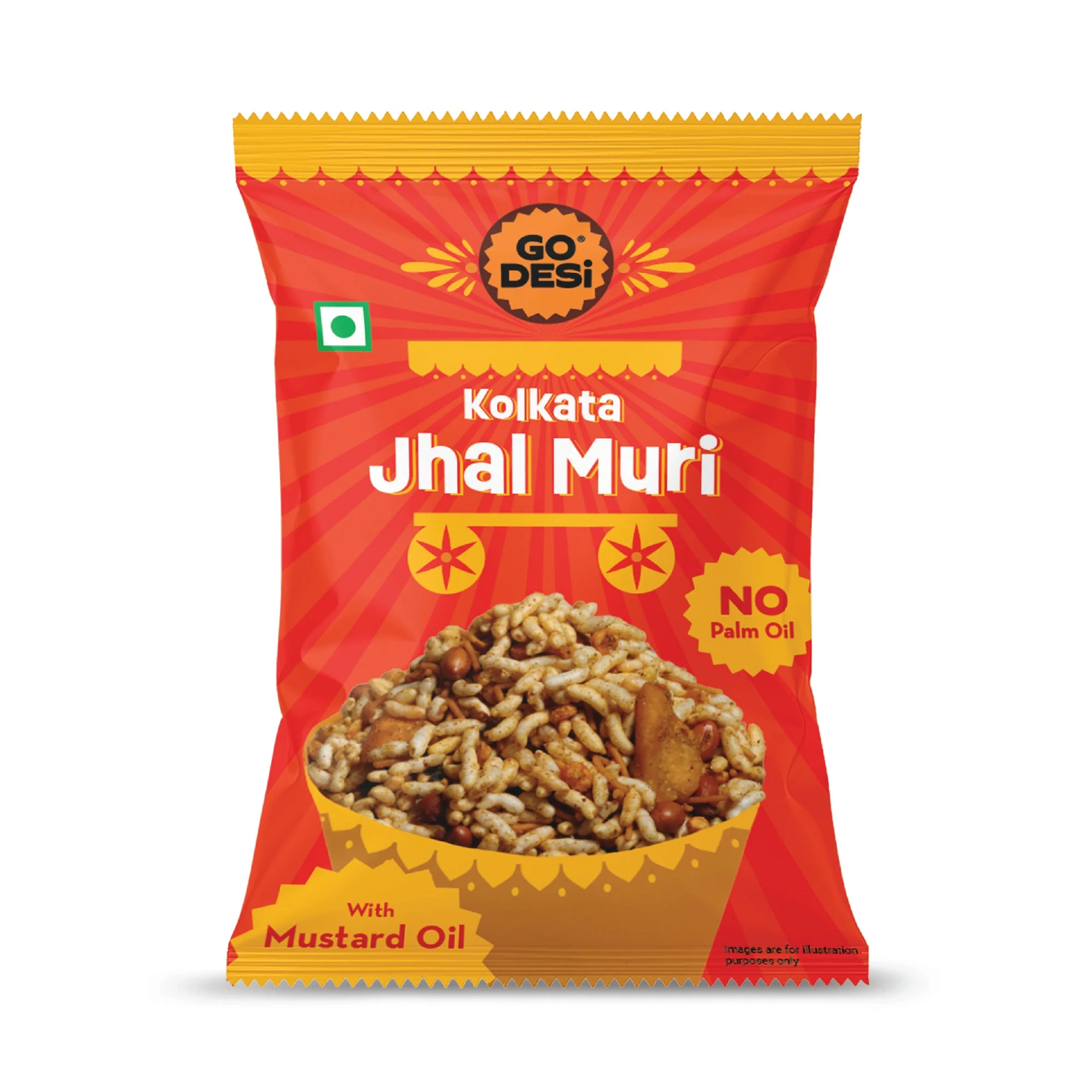 GO DESi - Street Snacks Combo | Kolkata Jhalmuri, Bombay Bhel & Garlic Masala Murmura | Pack of 3 | No Palm Oil | Indian Snacks | Street Food - Image 4