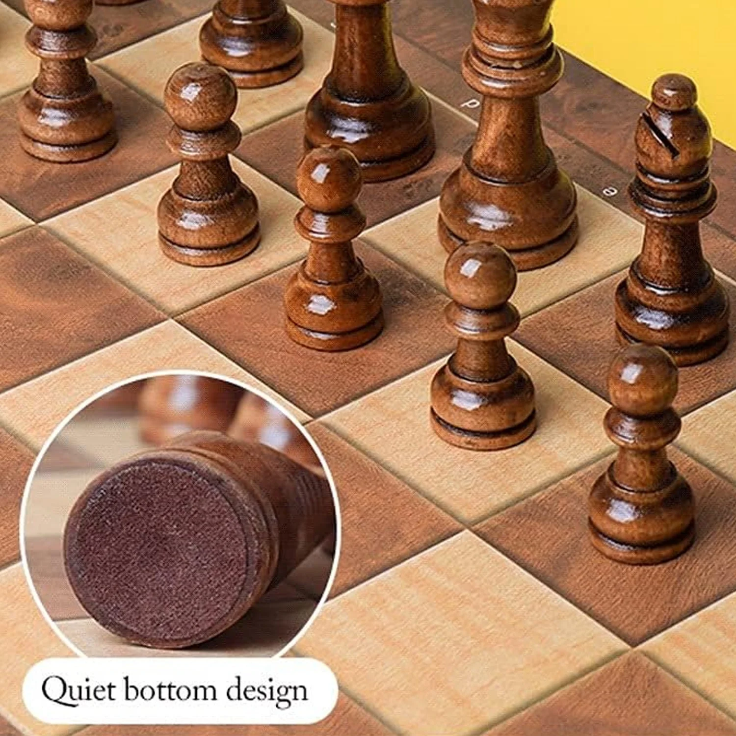 GoChess: Foldable Wooden Chess Board Set with Magnetic Pieces, Built-in Storage & Extra Queens (30 × 30 cm) - Image 3