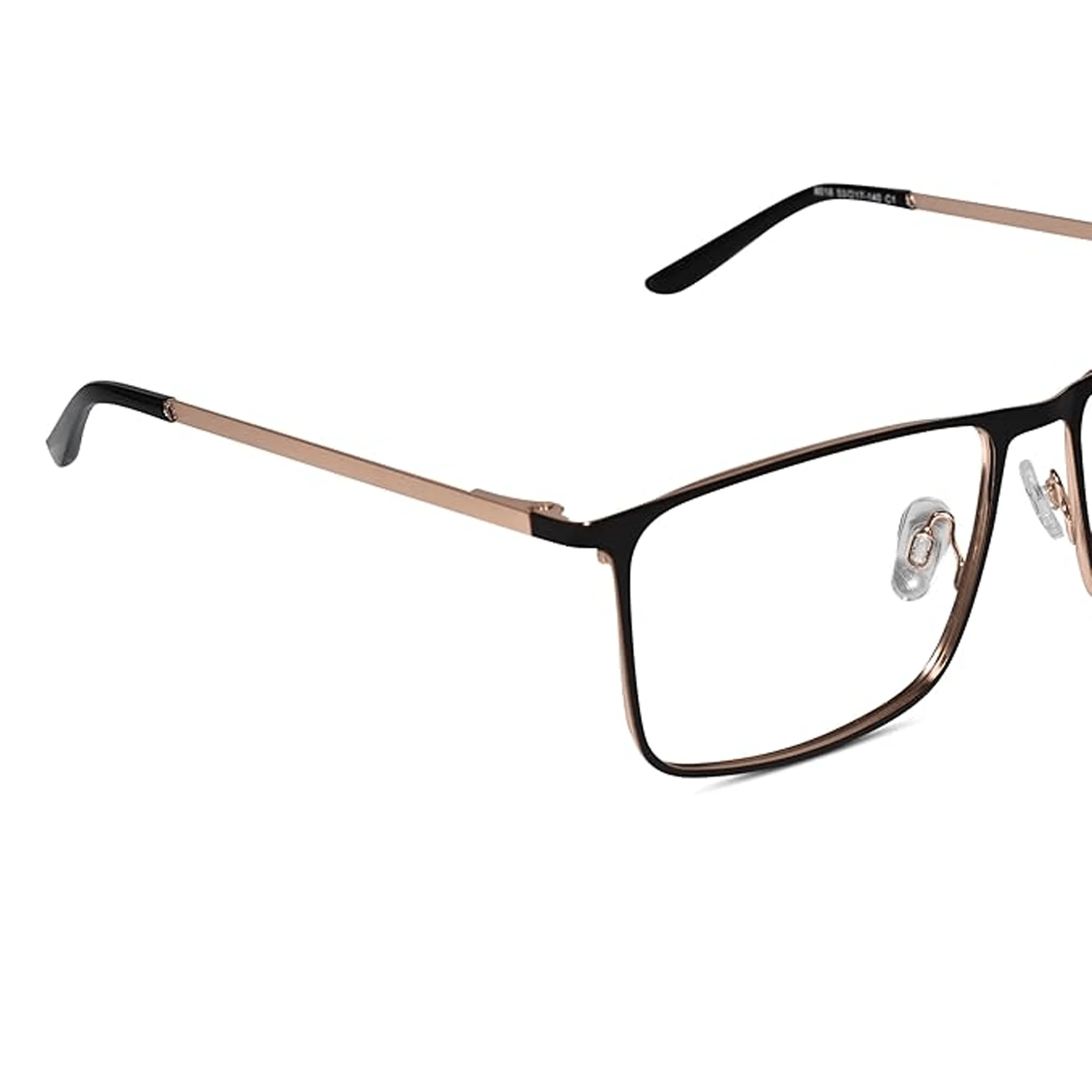 Gold Black Rectangular Eyeglasses For Men - Image 3