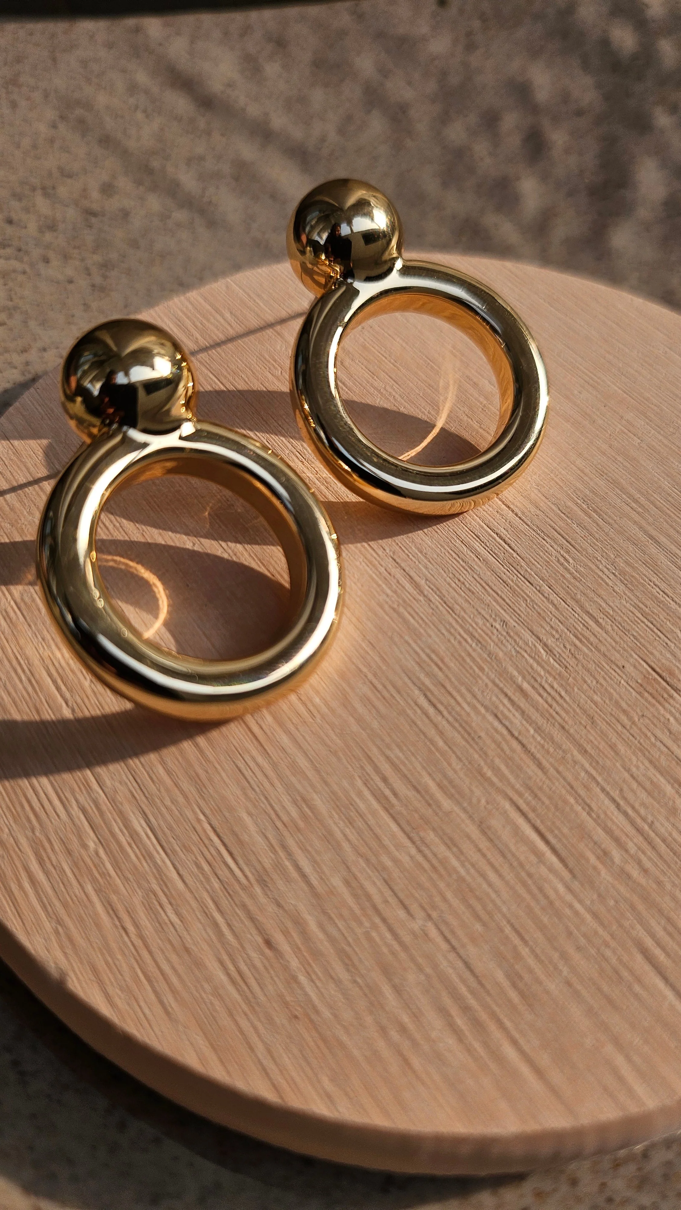 Gold Circle Drop Earrings - Image 5