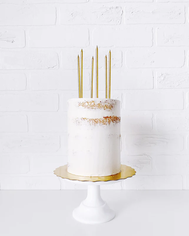 Gold Color Slim Tall Long Birthday Candle Set (Pack of 6) - Image 2