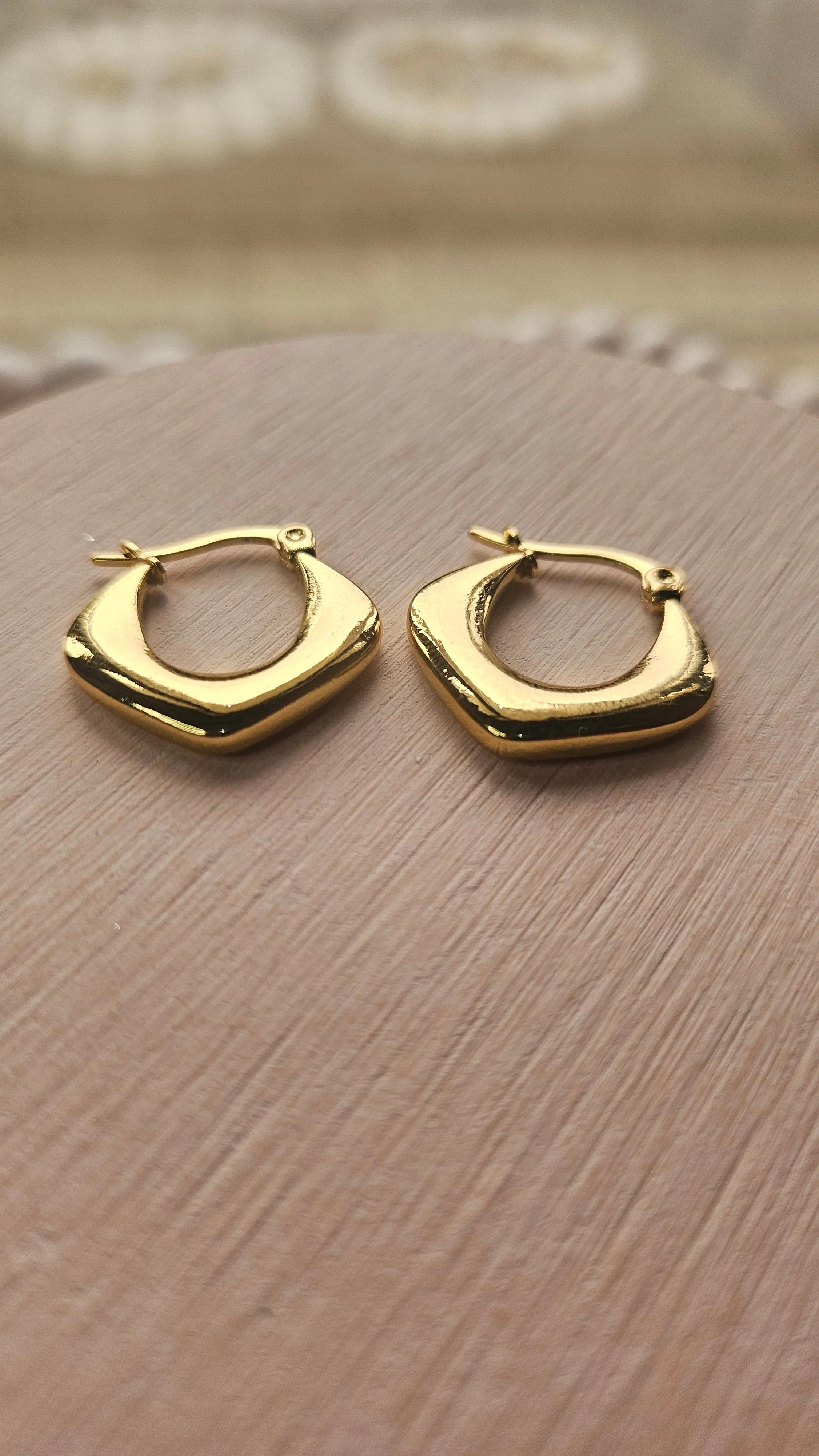 Gold Cushion Hoop Earrings