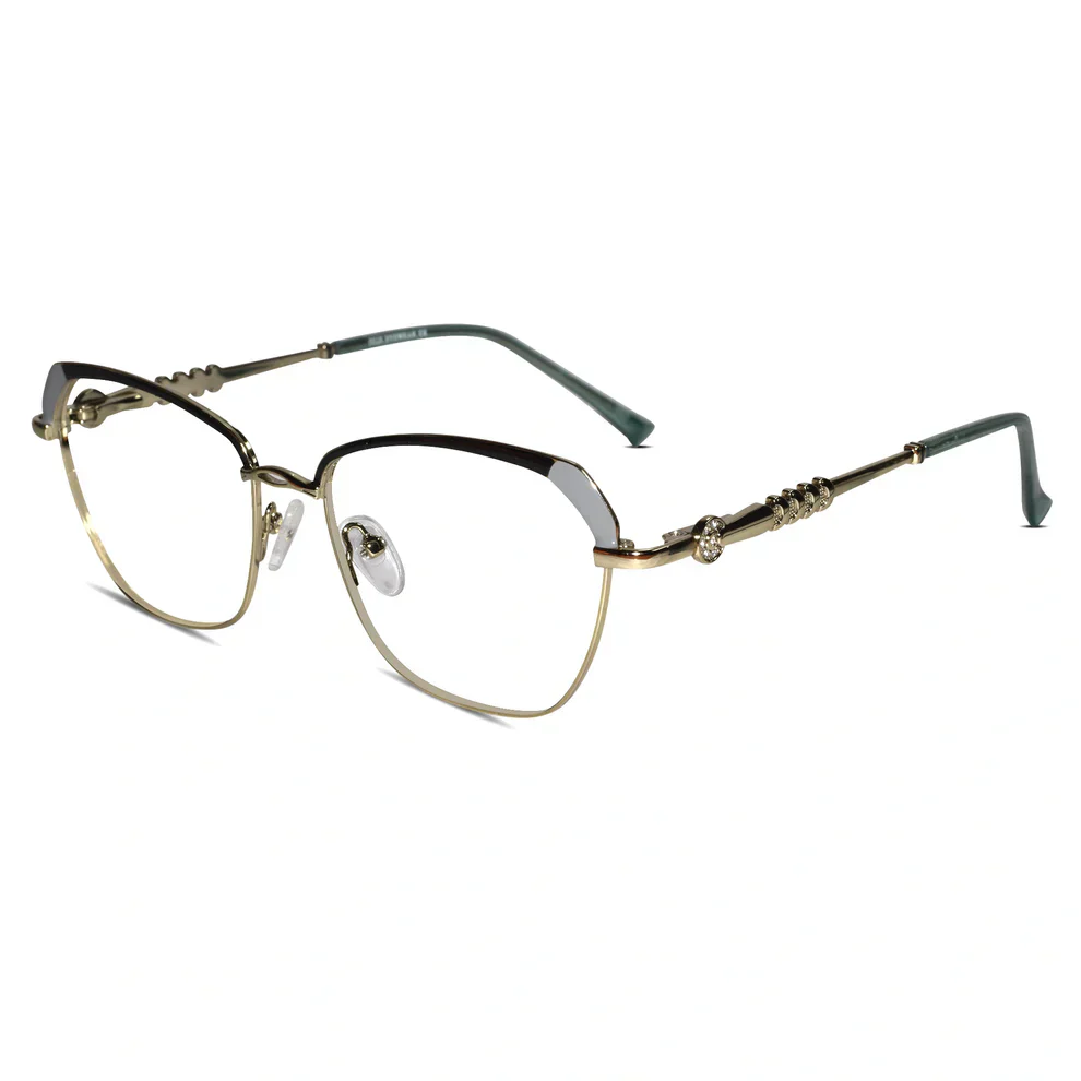 Gold Designer Rimless Cat eye Eyeglasses For Women - Image 7