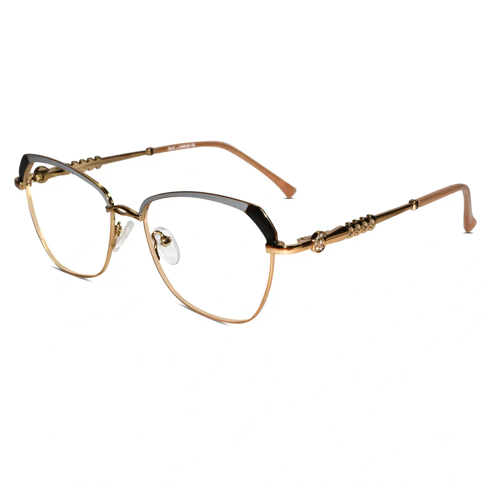Gold Green Rimless Cat eye Eyeglasses For Women - Image 4