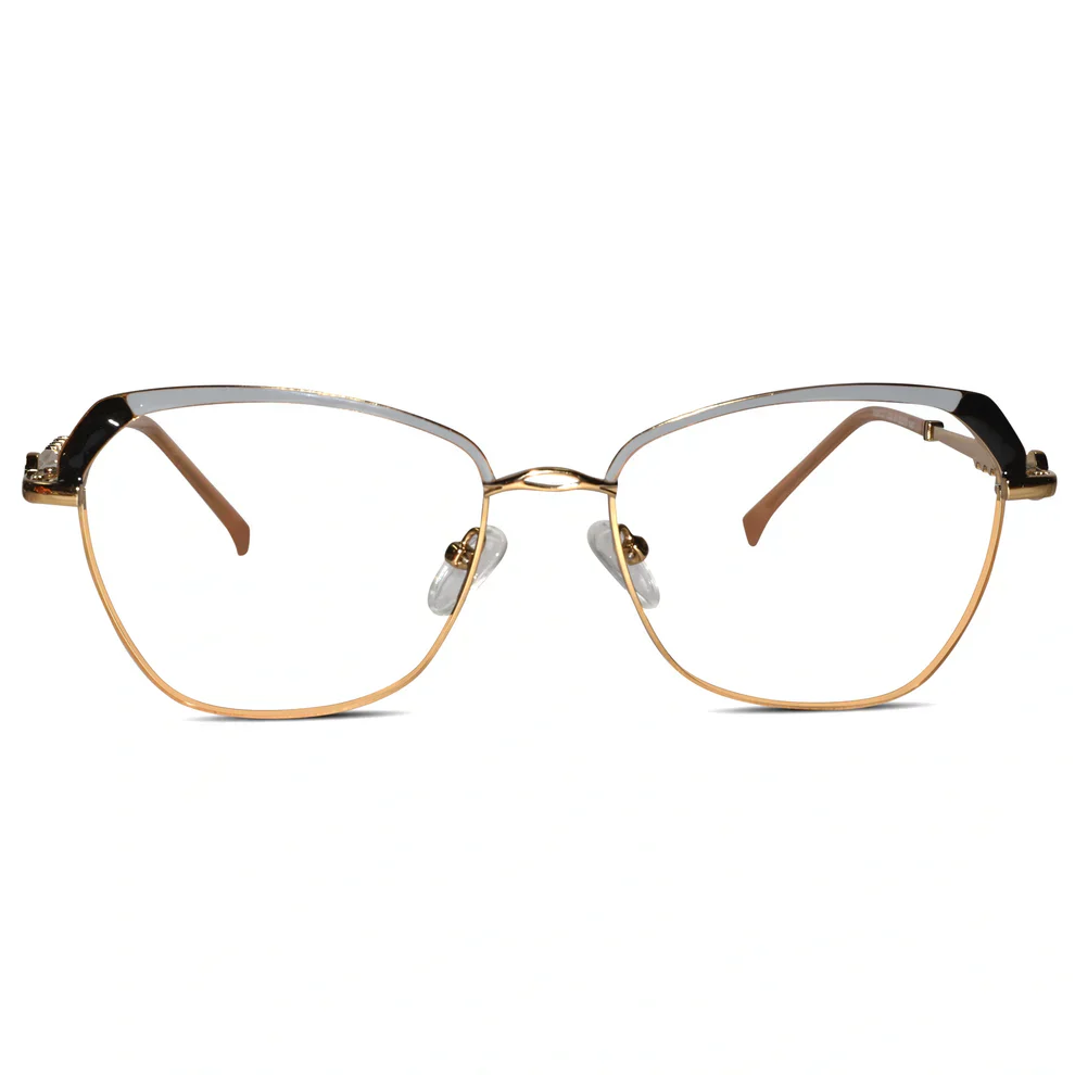 Gold Green Rimless Cat eye Eyeglasses For Women - Image 5
