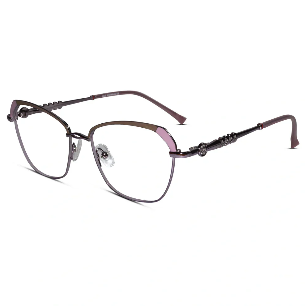 Gold Green Rimless Cat eye Eyeglasses For Women - Image 7