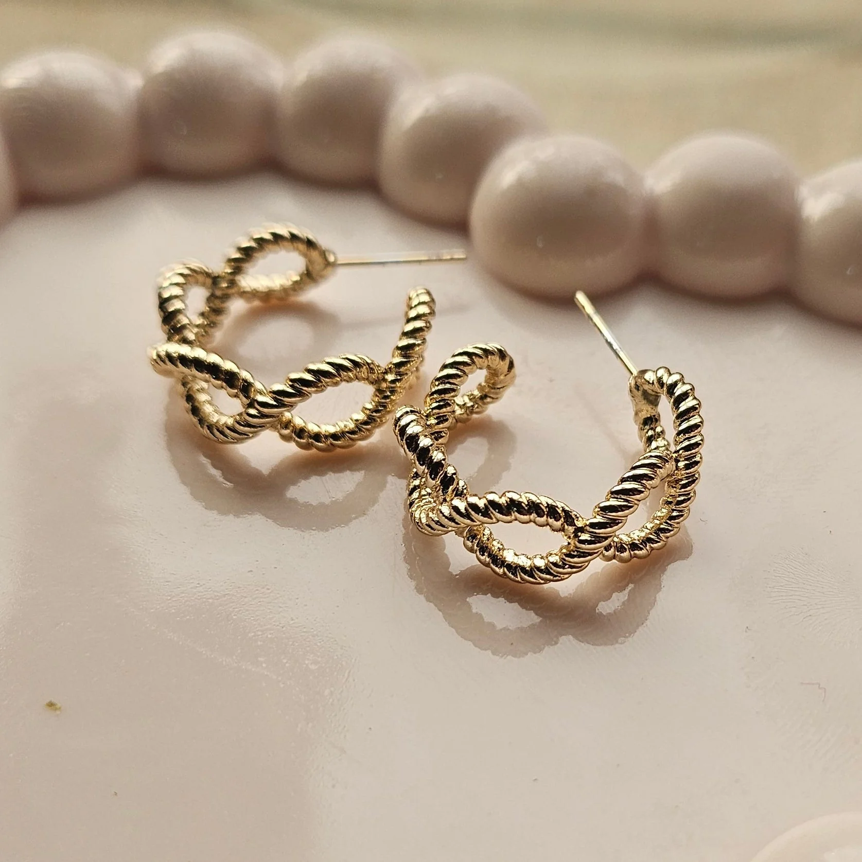 Gold Interlinked Hoop Earrings
