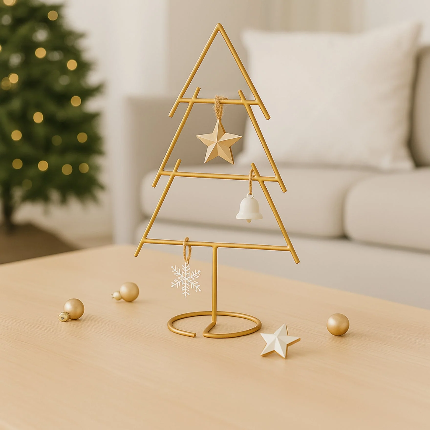 Gold Metal Christmas Tree Trellis – Decorative Plant Support (19 Inch)