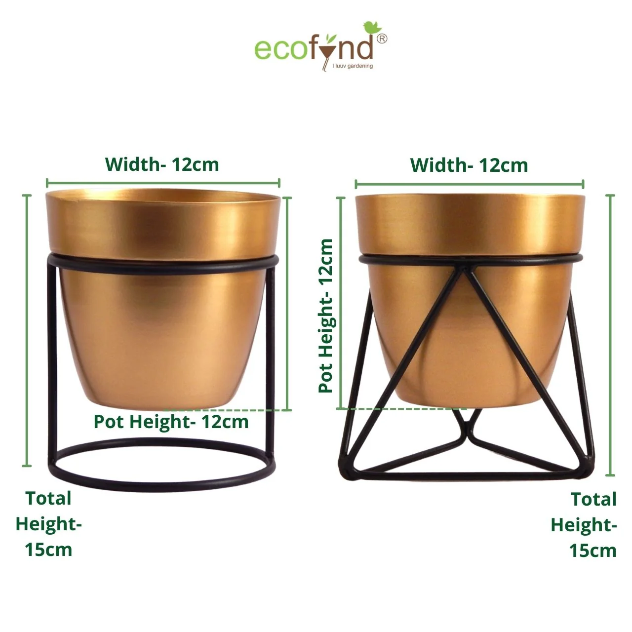 Gold Metal Planter Pot with Black Stand - Image 4
