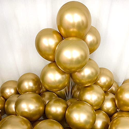 Gold Metallic Chrome Latex Balloons (Pack of 50) - Image 2