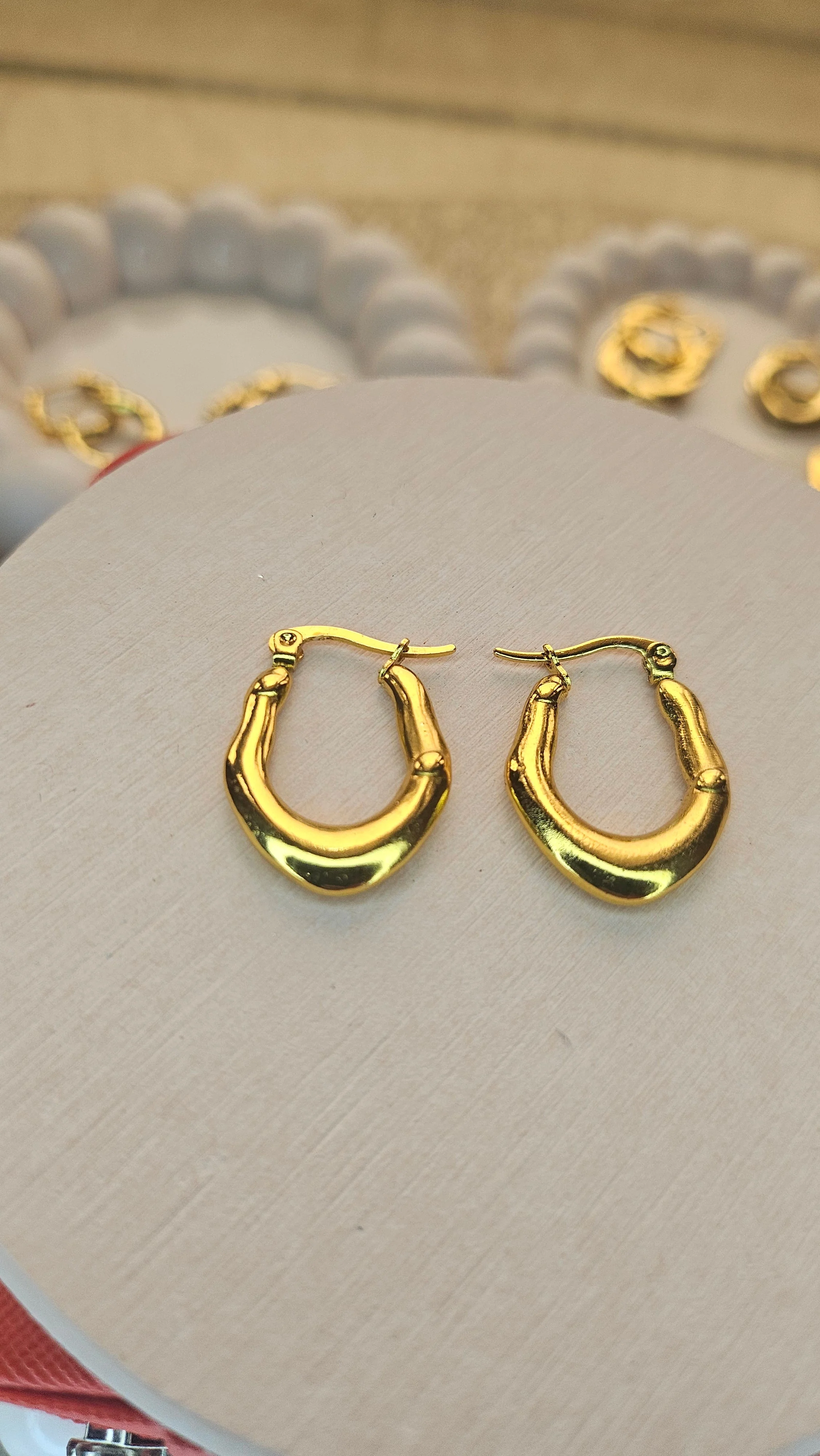 Gold Mini Chunky Hoop Earrings - Image 3