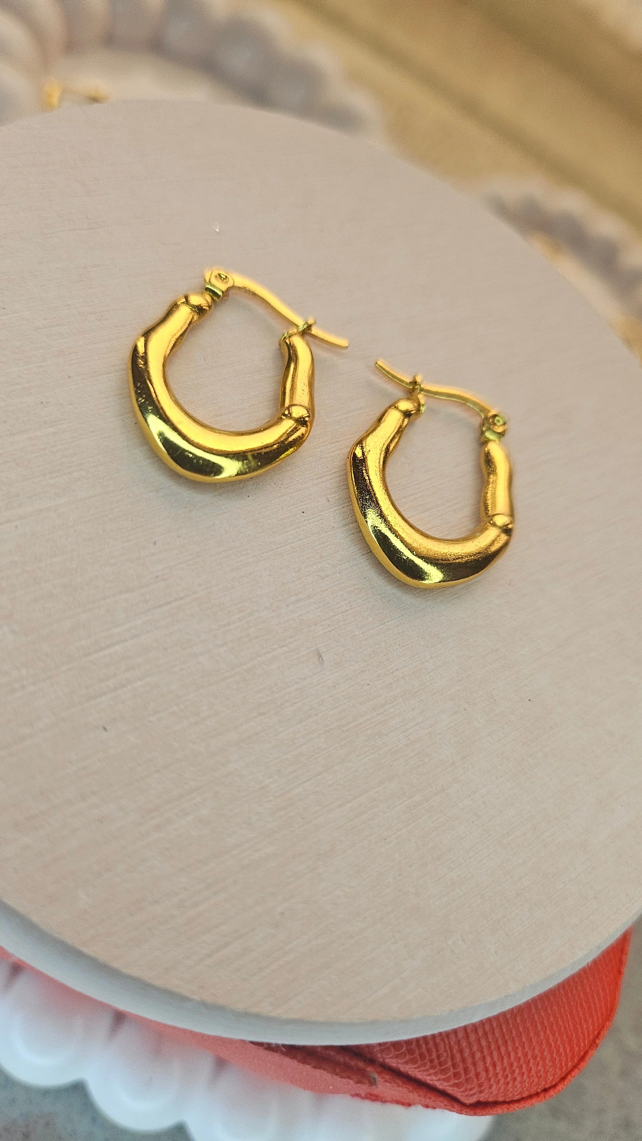 Gold Mini Chunky Hoop Earrings - Image 4