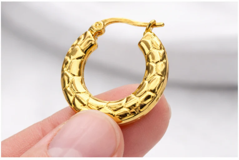 Gold Mini Hammered Hoop Earrings - Image 3