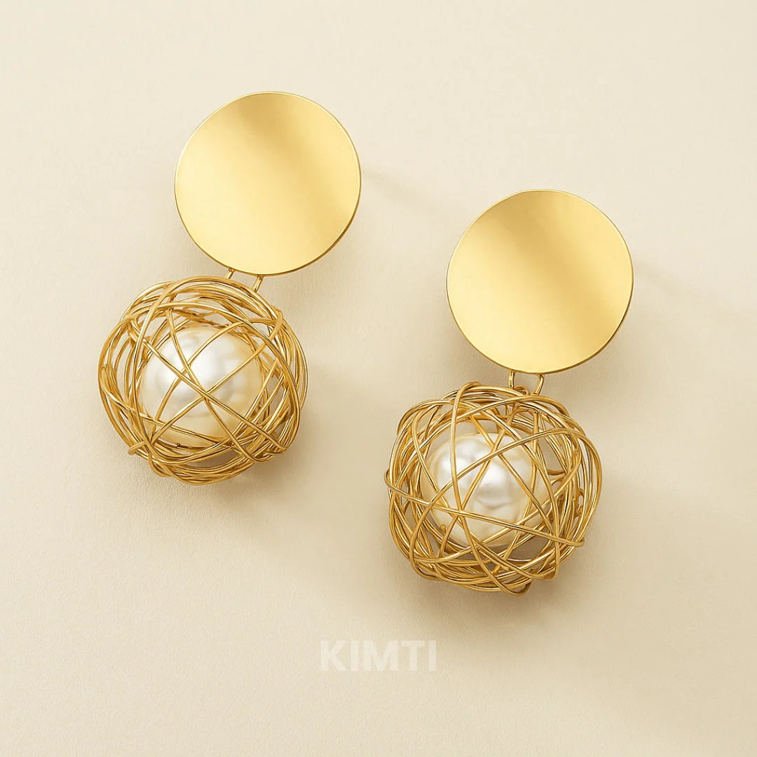 Gold Pearl Dangle Drop Earring — Buy Any 5 for Rs. 599