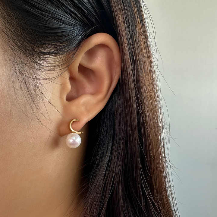 Gold Pearl Hoop Earring - Image 2