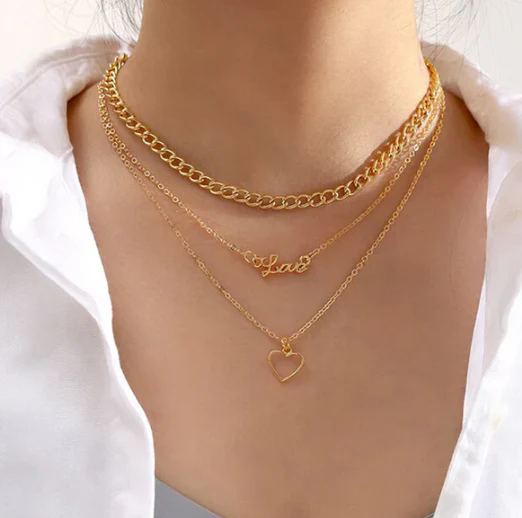 Gold Plated Hearts inspired Layered Necklace For Women