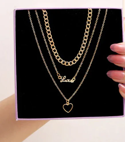 Gold Plated Hearts inspired Layered Necklace For Women - Image 2