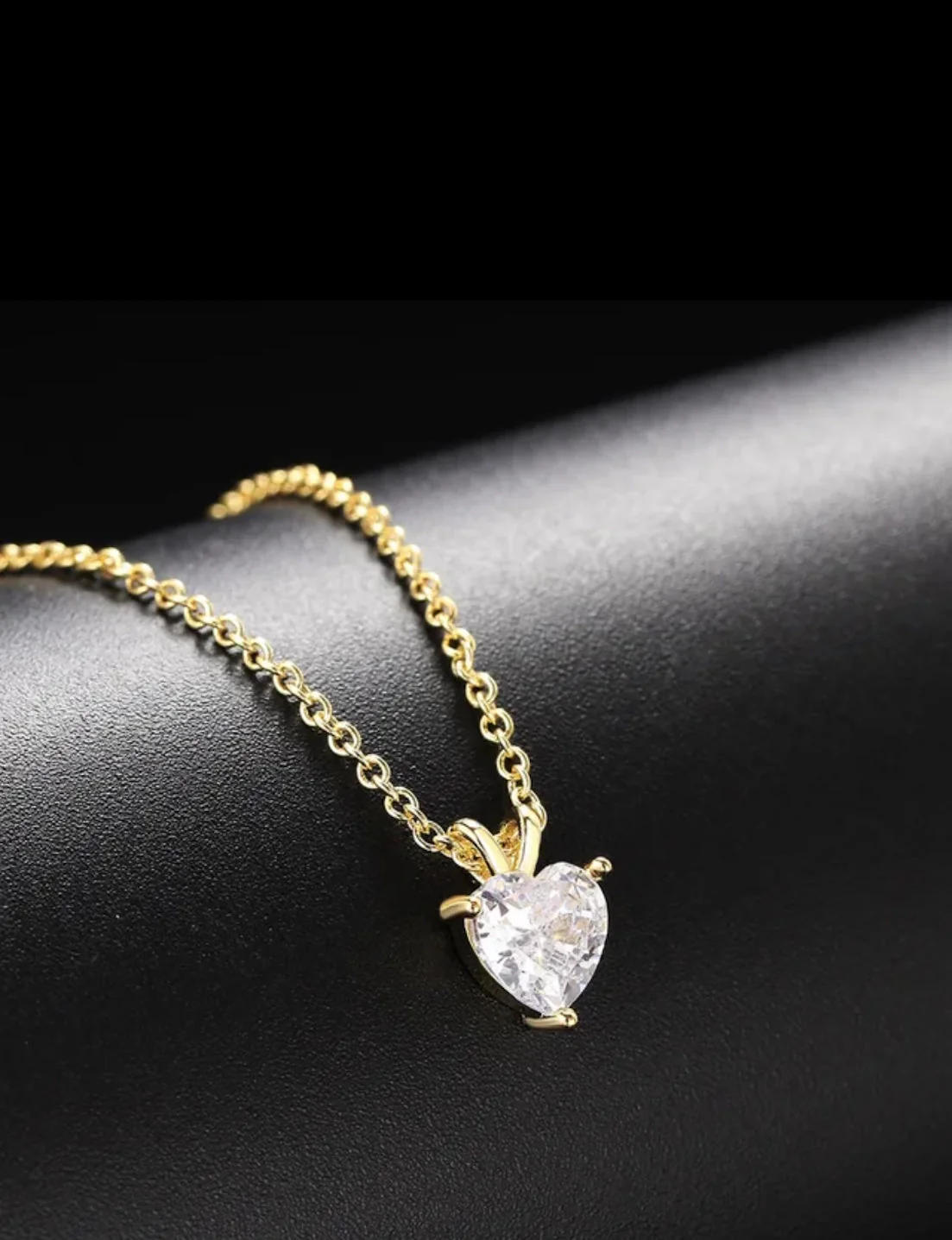Gold Plated Love Shaped Solitaire Pendant With Link Chain For Women & Girls, Cubic Zircon Heart Pendant Locket (Gold) - Image 4