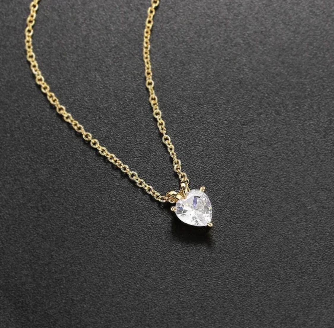 Gold Plated Love Shaped Solitaire Pendant With Link Chain For Women & Girls, Cubic Zircon Heart Pendant Locket (Gold) - Image 5