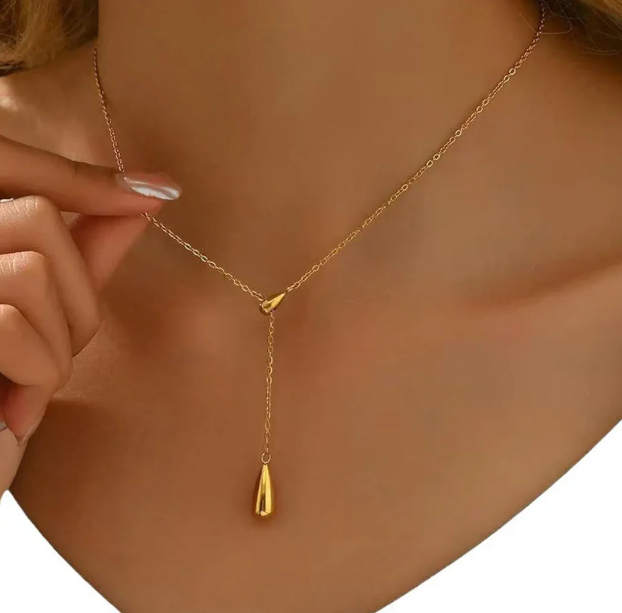 Gold Plated Stainless Steel Anti Tarnish Teardrop Pendant - Image 3