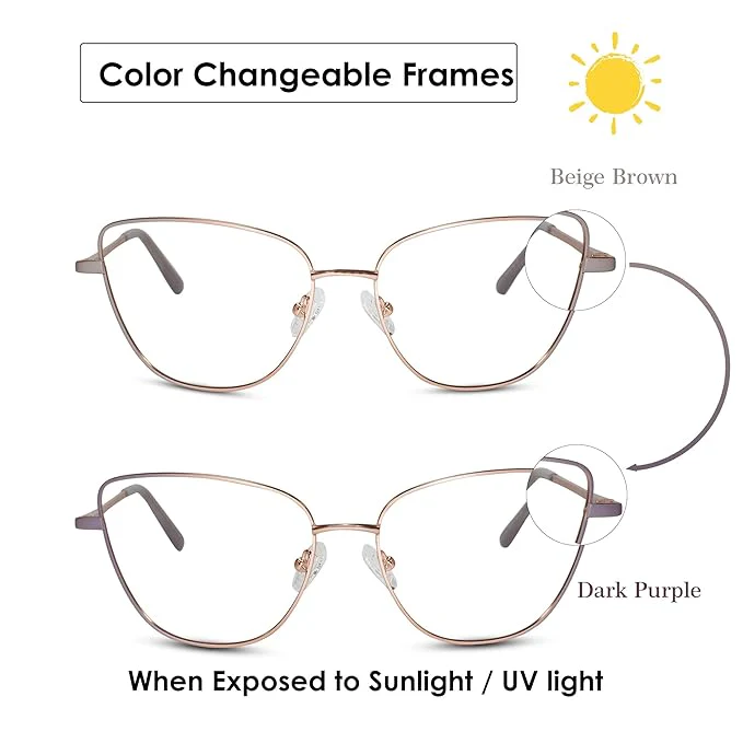 Gold Purple Cat eye Colored Changing Eyeglasses For Women - Image 4