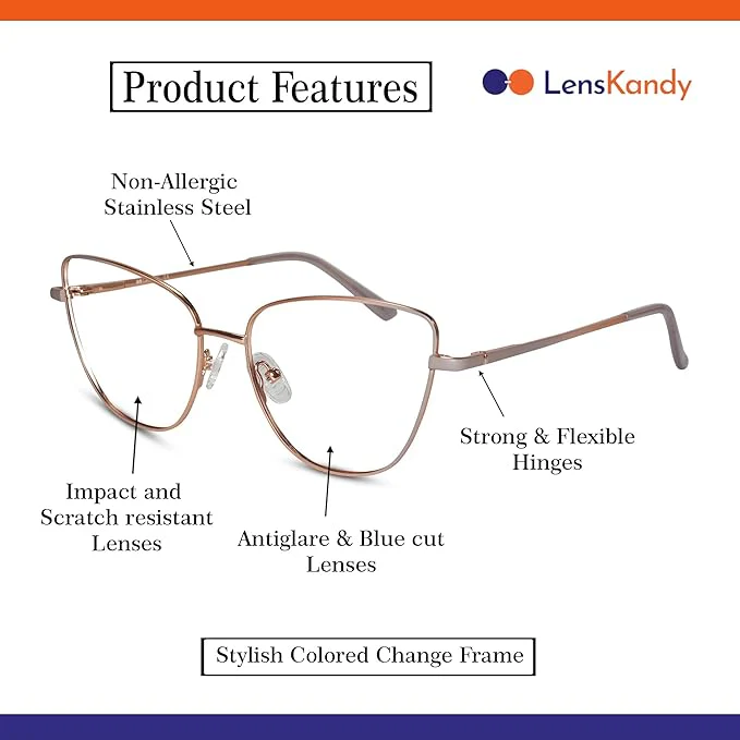 Gold Purple Cat eye Colored Changing Eyeglasses For Women - Image 5