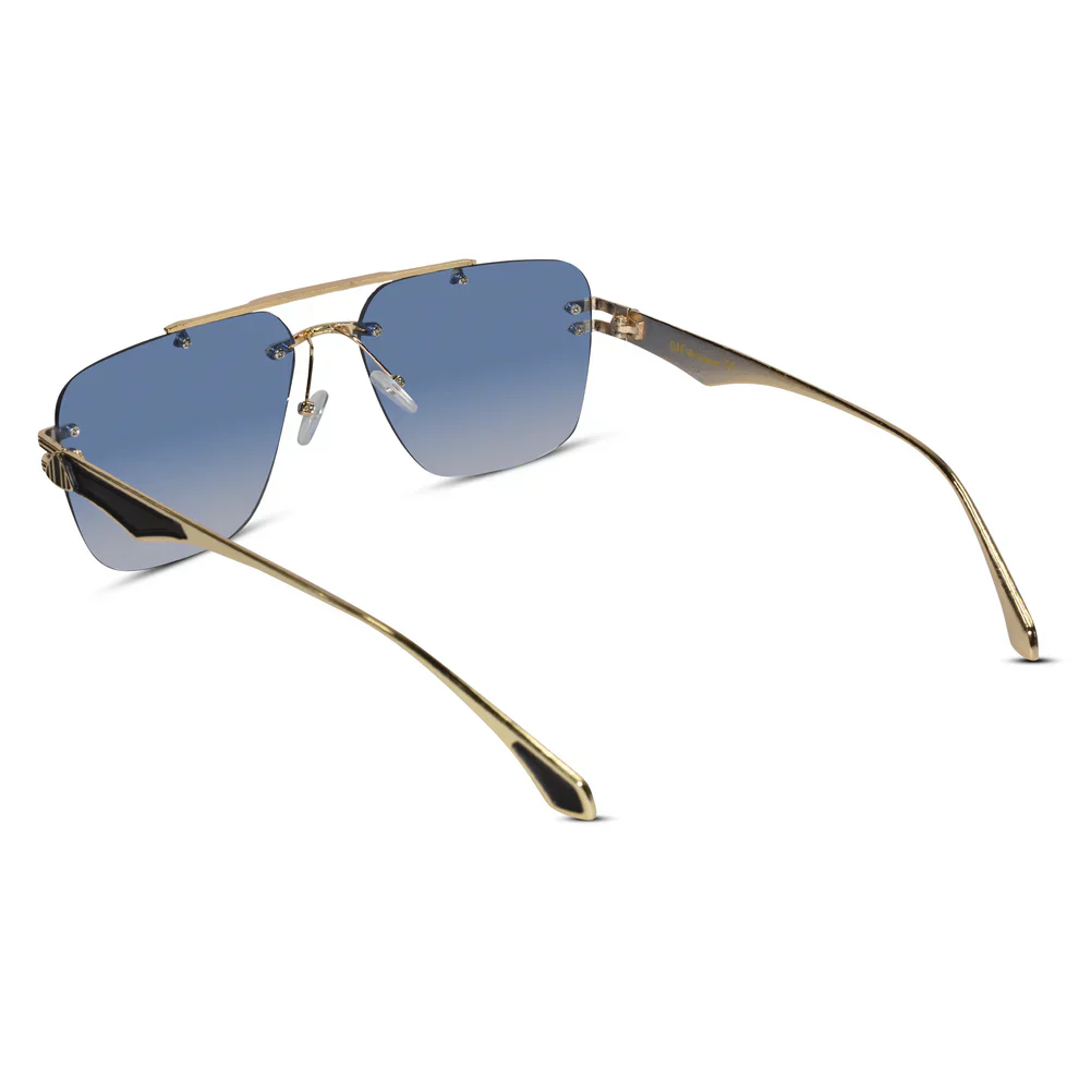 Gold Purple Rimless Aviator Sunglasses - Image 8