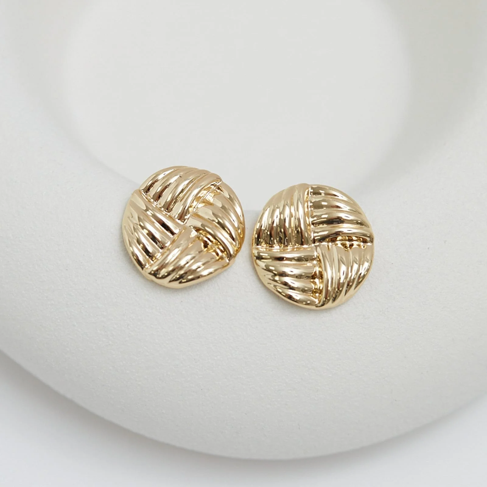 Gold Round Studs Earring - Image 2