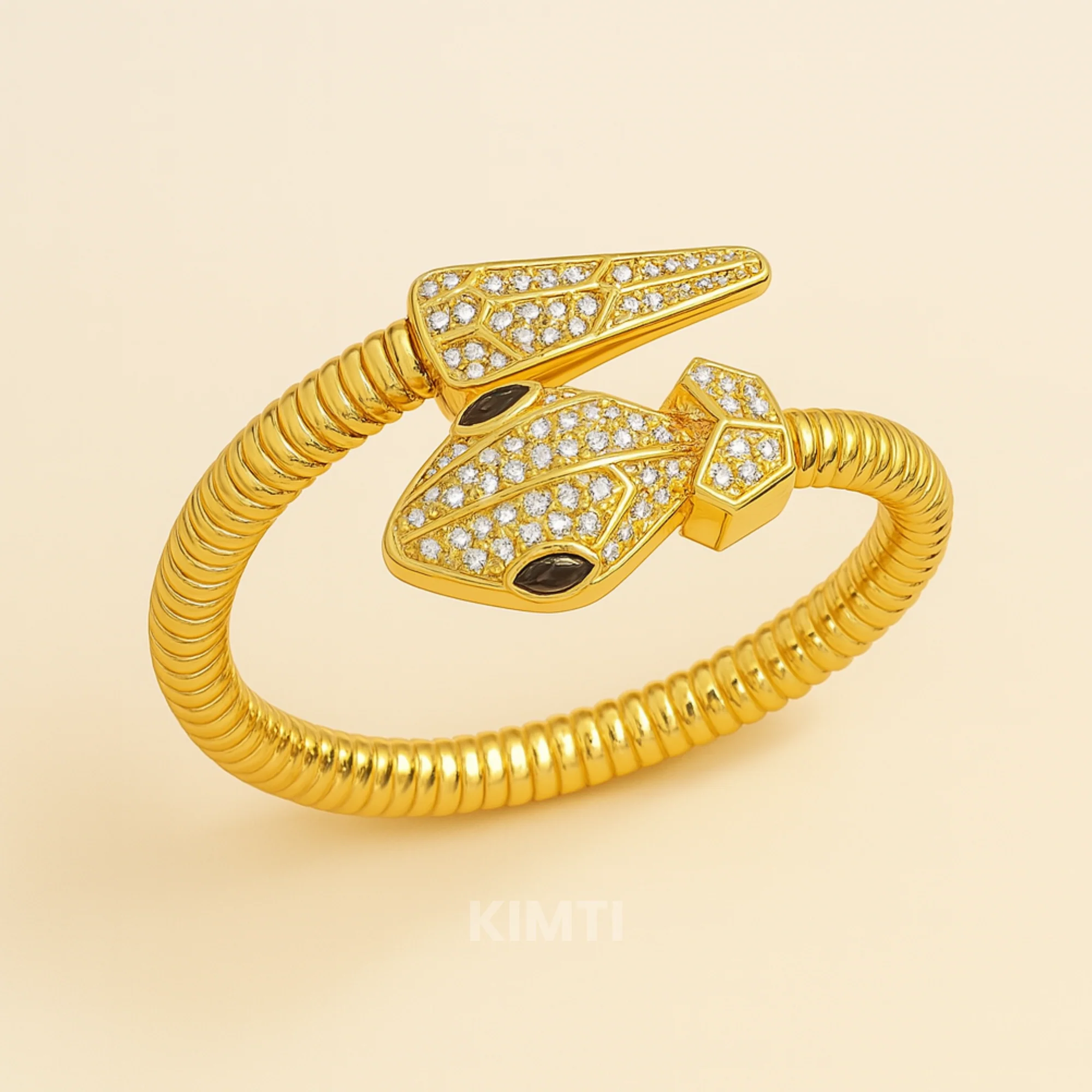 Gold Snake Diamond Cuff Bracelet - Image 4