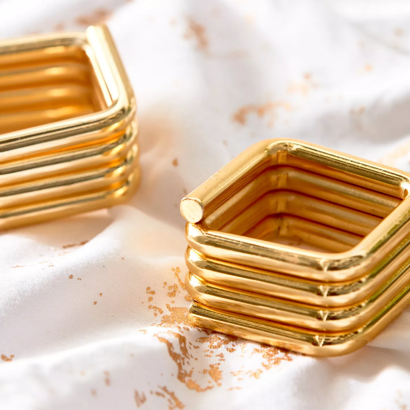 Gold Square Napkin Ring Set of 4 - Image 2