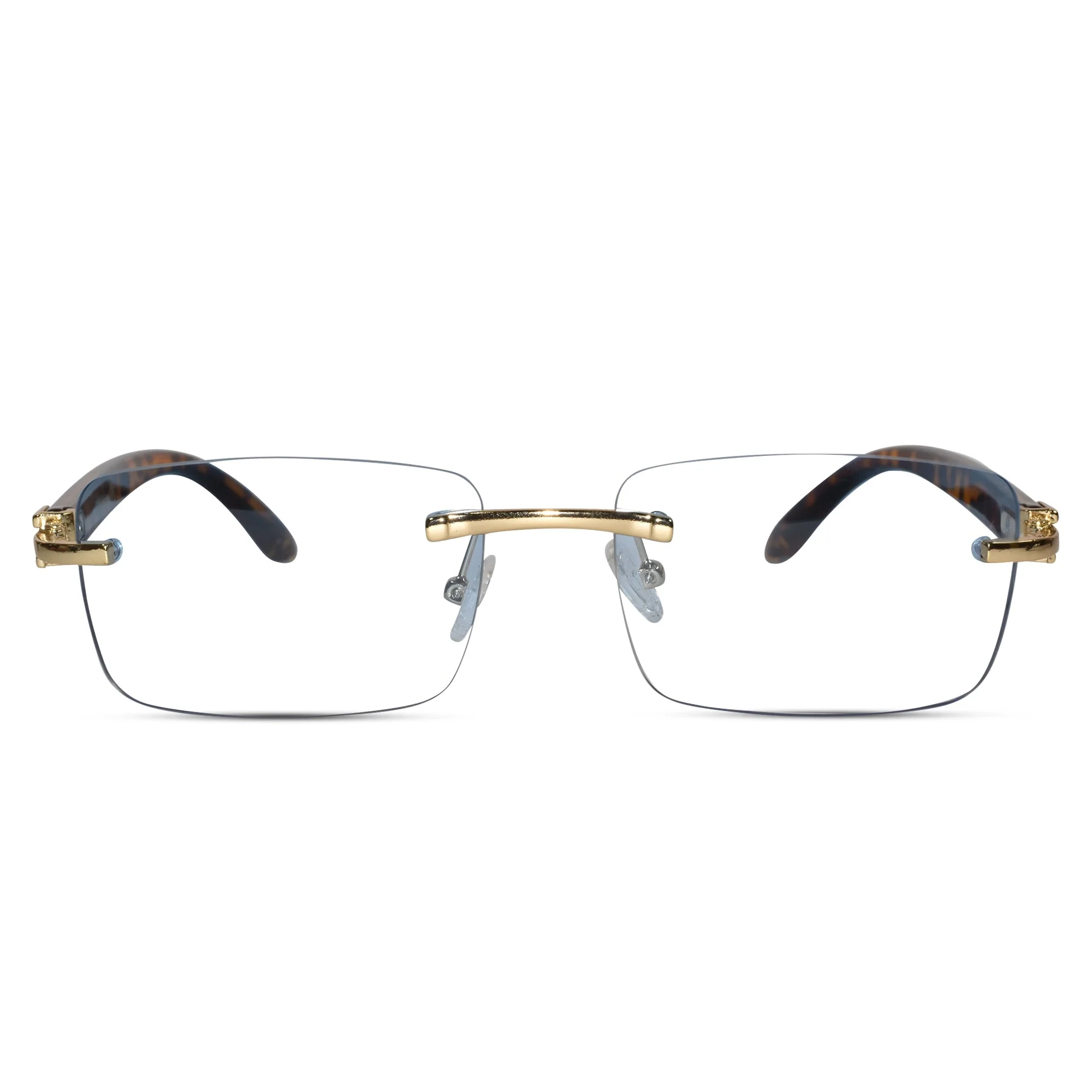 Golden Animal Print Rimless Eyeglasses - Image 2